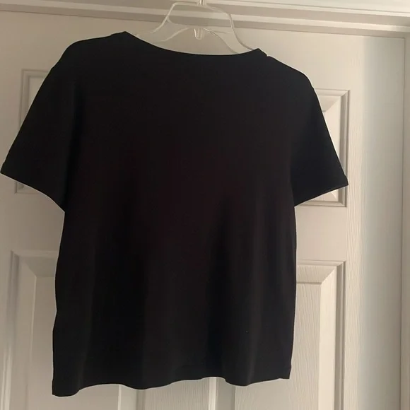 Theory Black Cropped Crewneck T-Shirt – Women’s Size L – 100% Pima Cotton - Picture 2 of 8